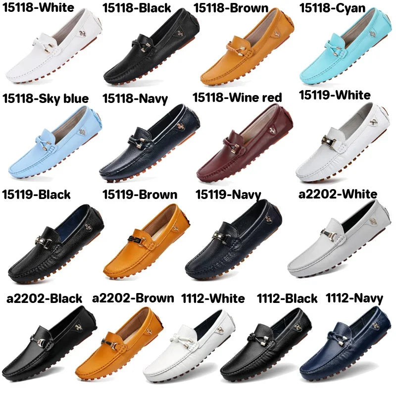 Men Handmade PU Leather Loafers