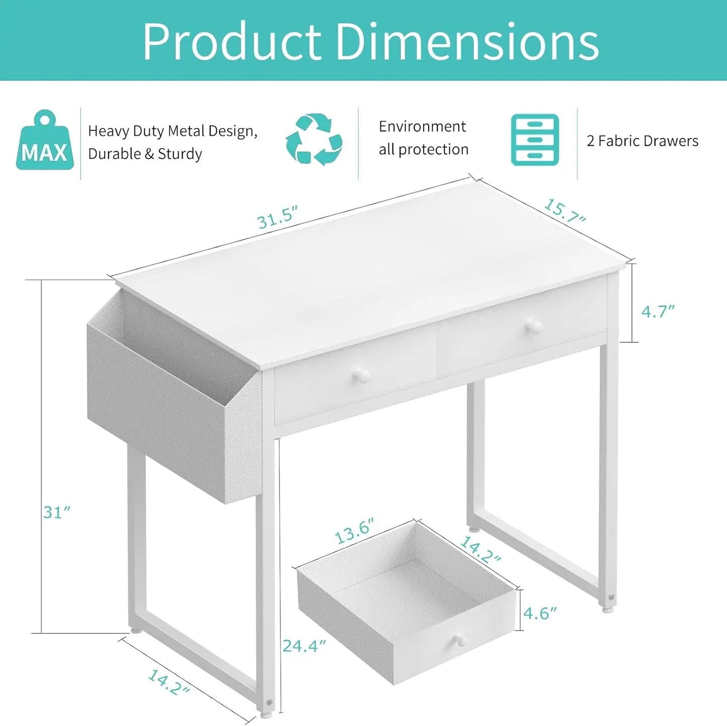 32 Inch Computer Desk with Drawer and Bag