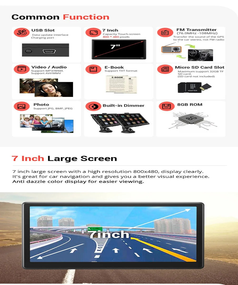 7"/5" HD Car Touch Screen GPS Navigation
