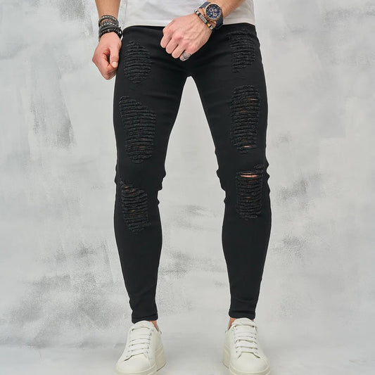 Men Stylish Ripped Design Skinny Jeans