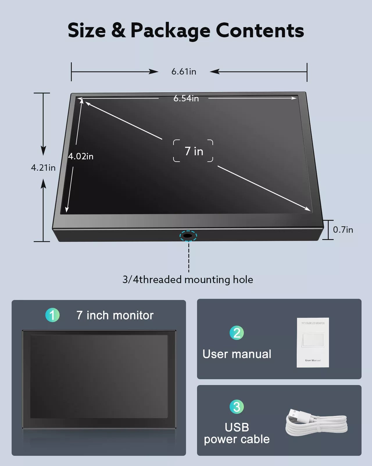 S701H Mini 7 Inch Industrial Screen HD 1024x600 HDMI Monitor