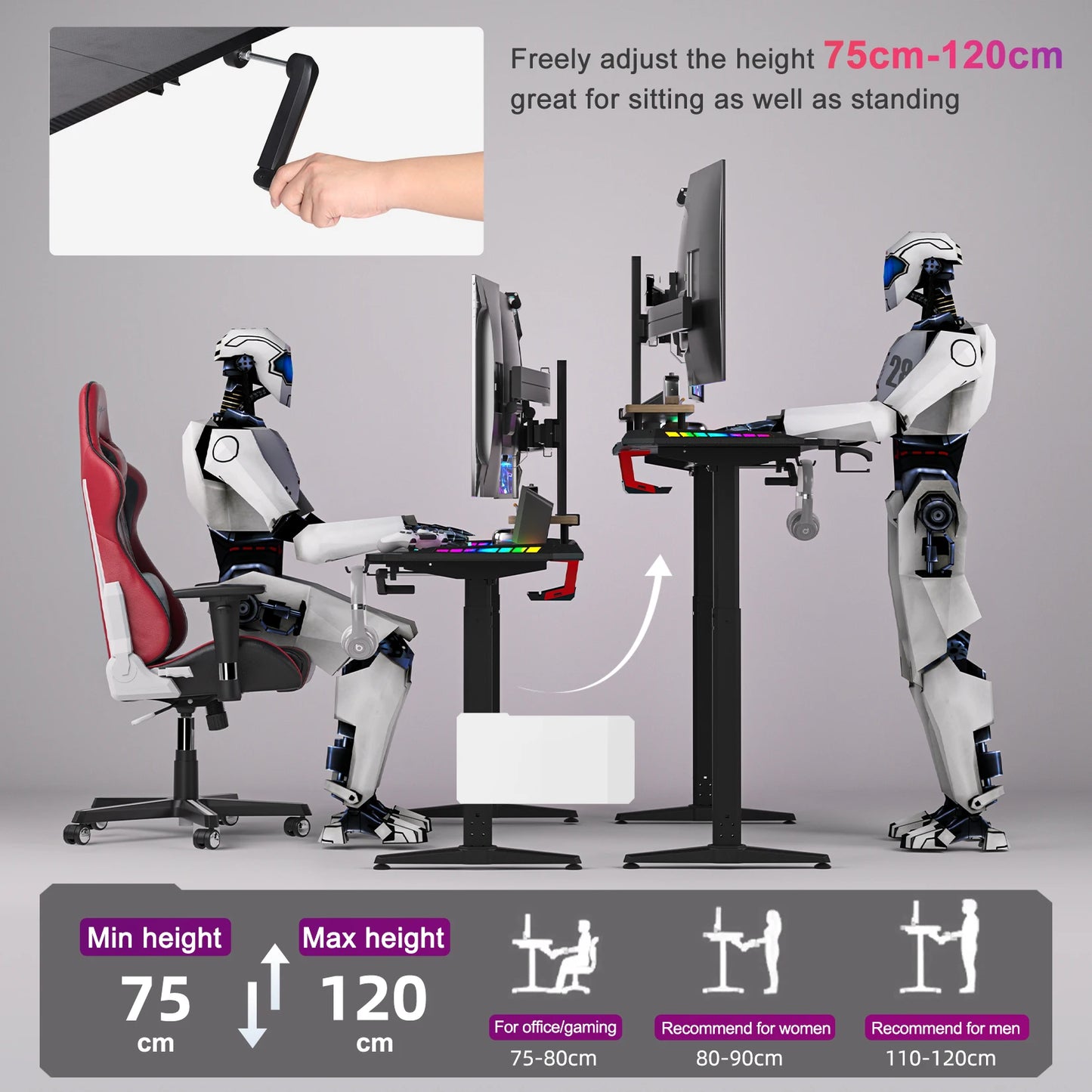 Height Adjustable Gaming Desk