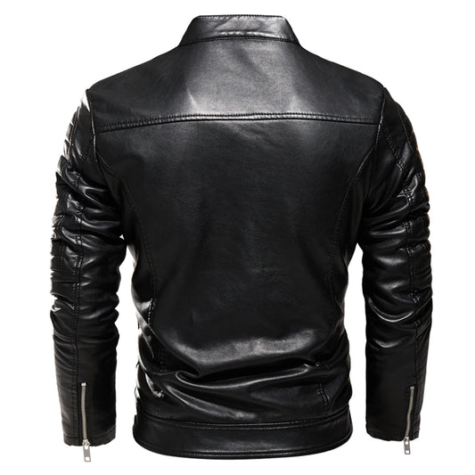 Men's Fur-Lined Leather Biker Jacket