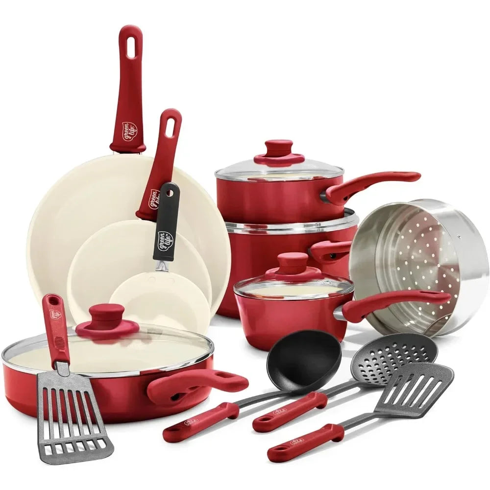 16 Piece Kitchen Pots and Frying Pans Set