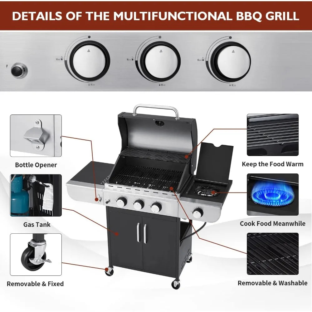 3 Burner BBQ Propane Gas Grill