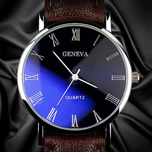 Men Faux Leather Band Watch