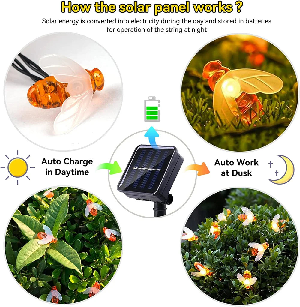 Garden Honeybee Solar String Light