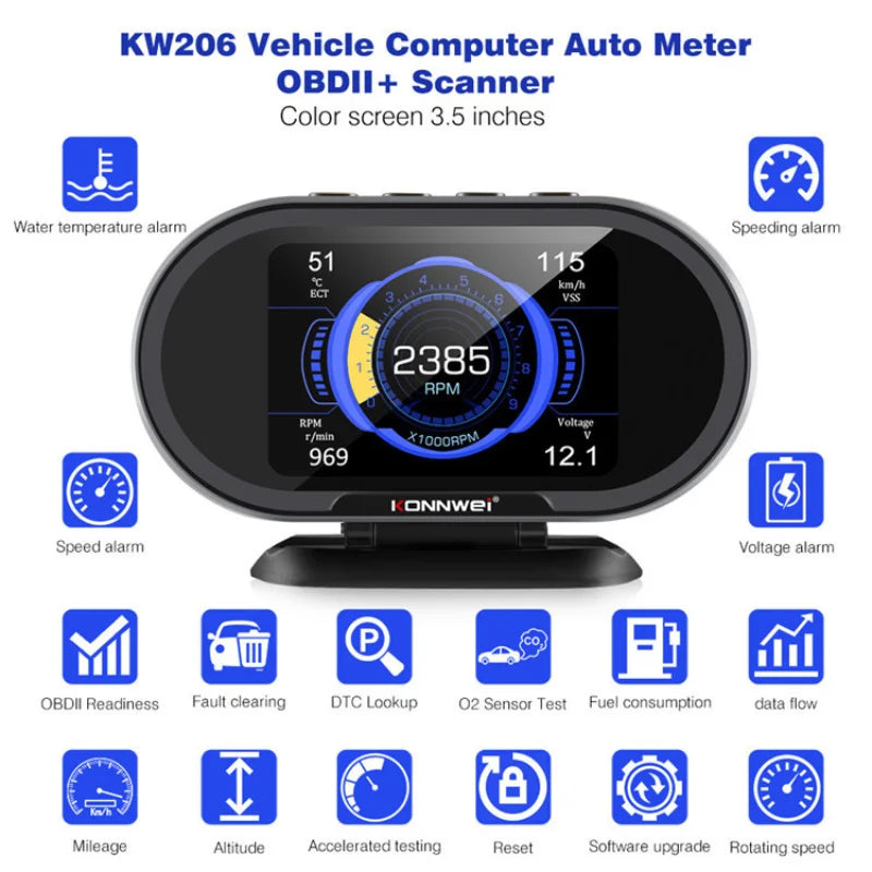 KW206 OBD2 Car On-Board Computer Auto Digital speedometer
