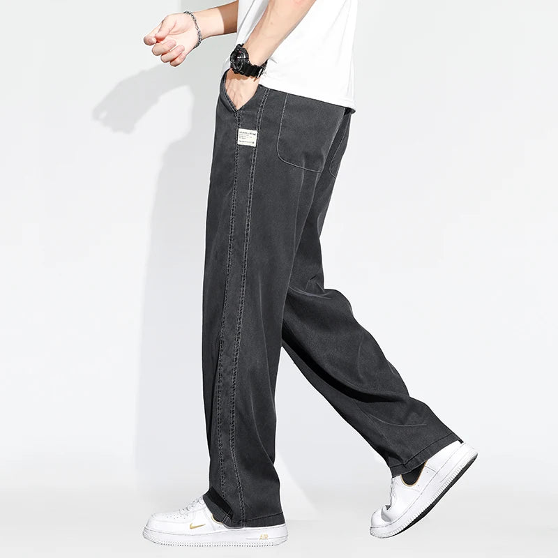 Men Summer Thin Loose Wide-leg Jeans