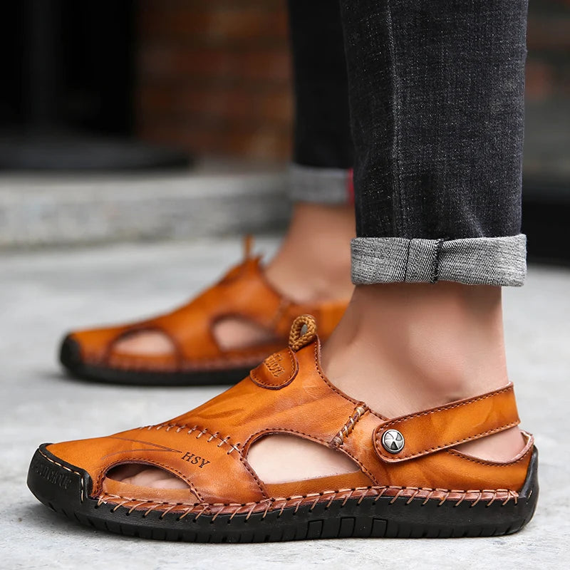 Leather Slides Breathable Rome Sandals