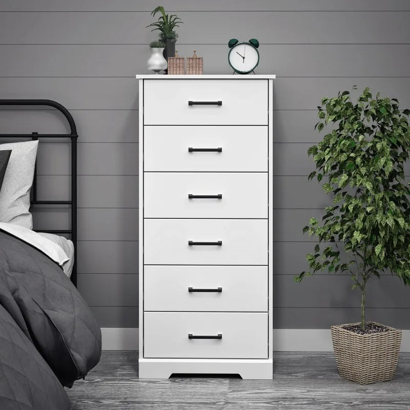 Tall White 6-Drawer Dresser