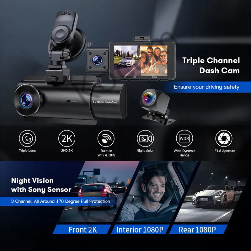 2K+1080P Dual Channel With GPS Dash Cam