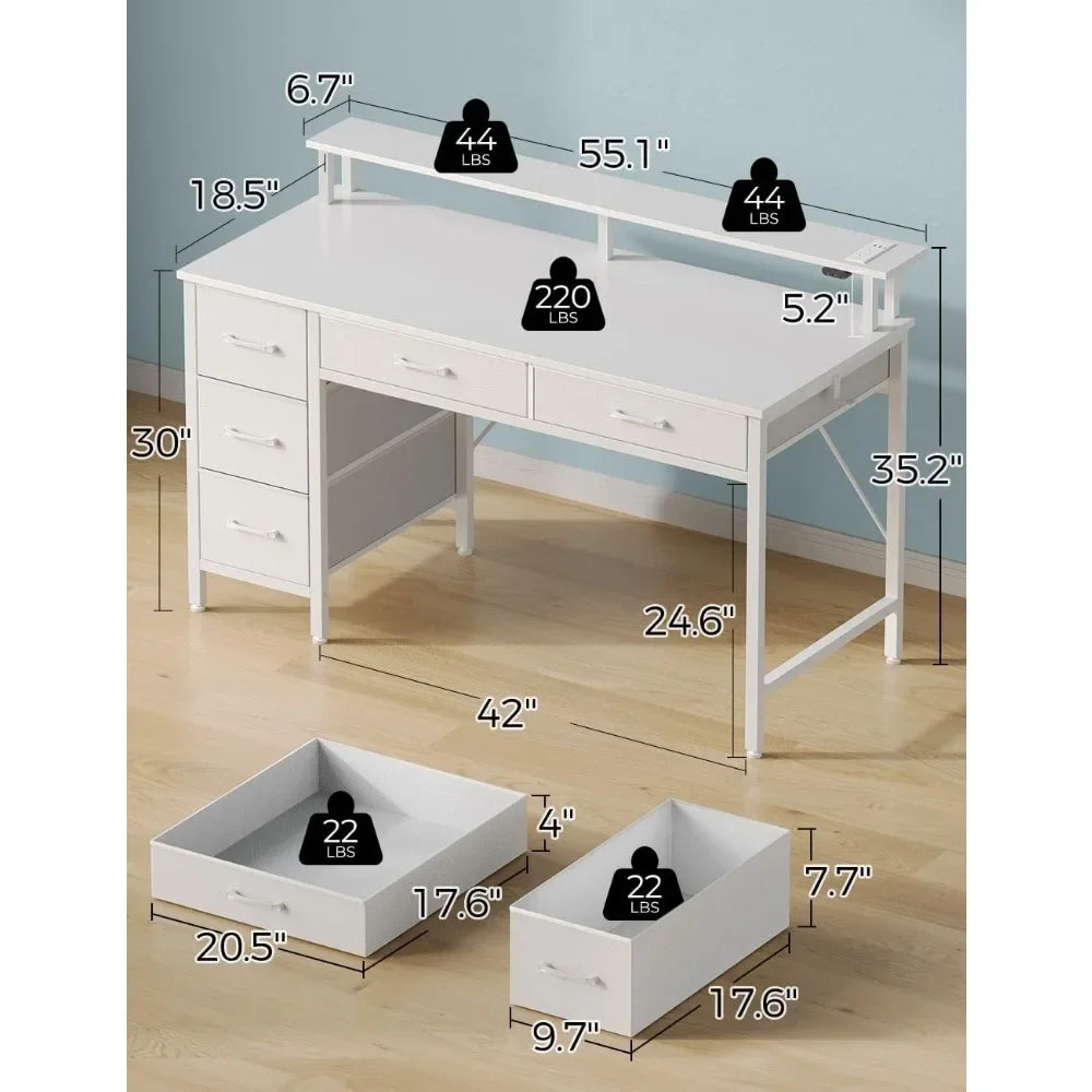 47 Inch Home Office 5 Drawers Desks