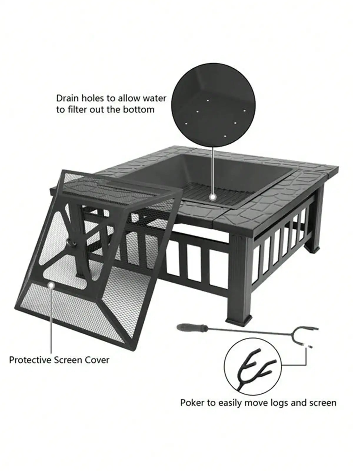 32-inch Portable Courtyard Metal Fire Bowl