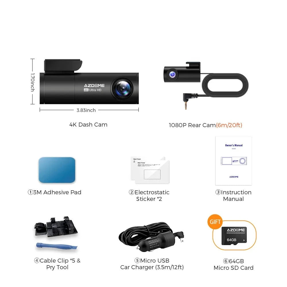 M300S 800MP Lens GPS Wifi Car DVR Voice Control Dash Cam