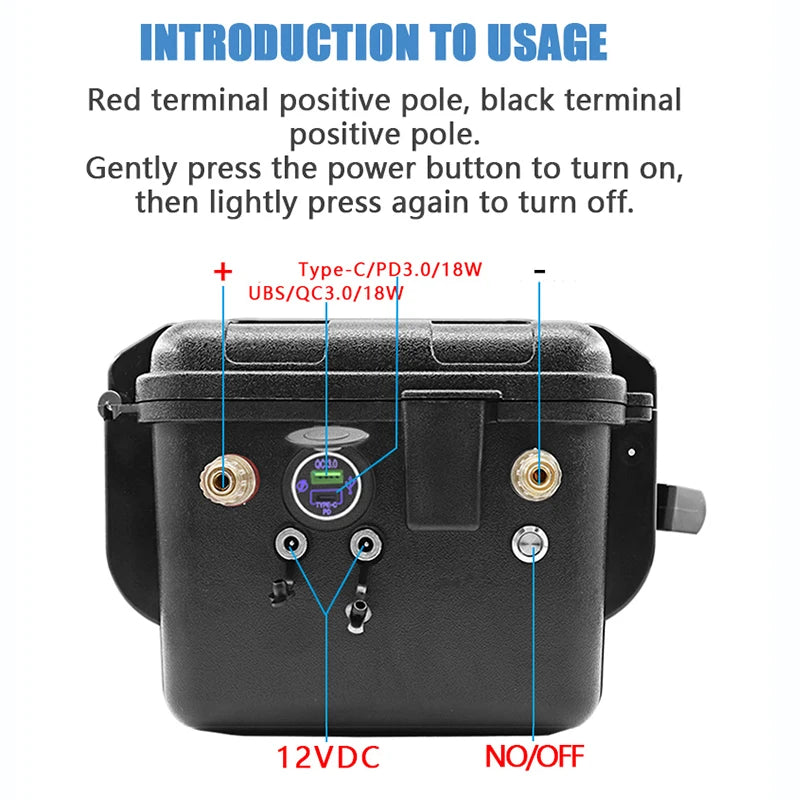 12.8V 100Ah LiFePO4 Waterproof Solar Camper Battery