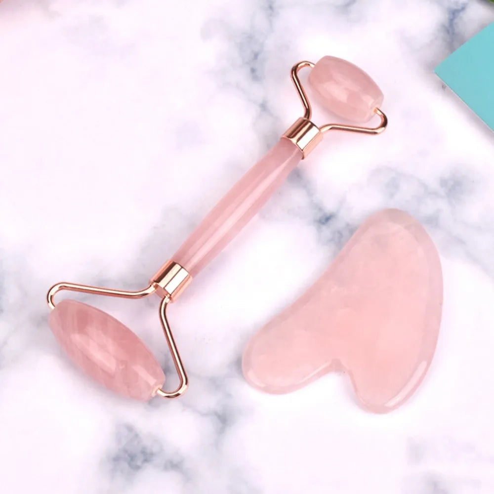Rose Quartz Gua Sha Roller Massager