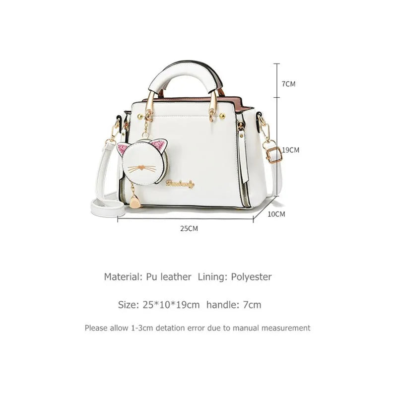 Pu Leather Cute Cat Design Ladies Shoulder Bag