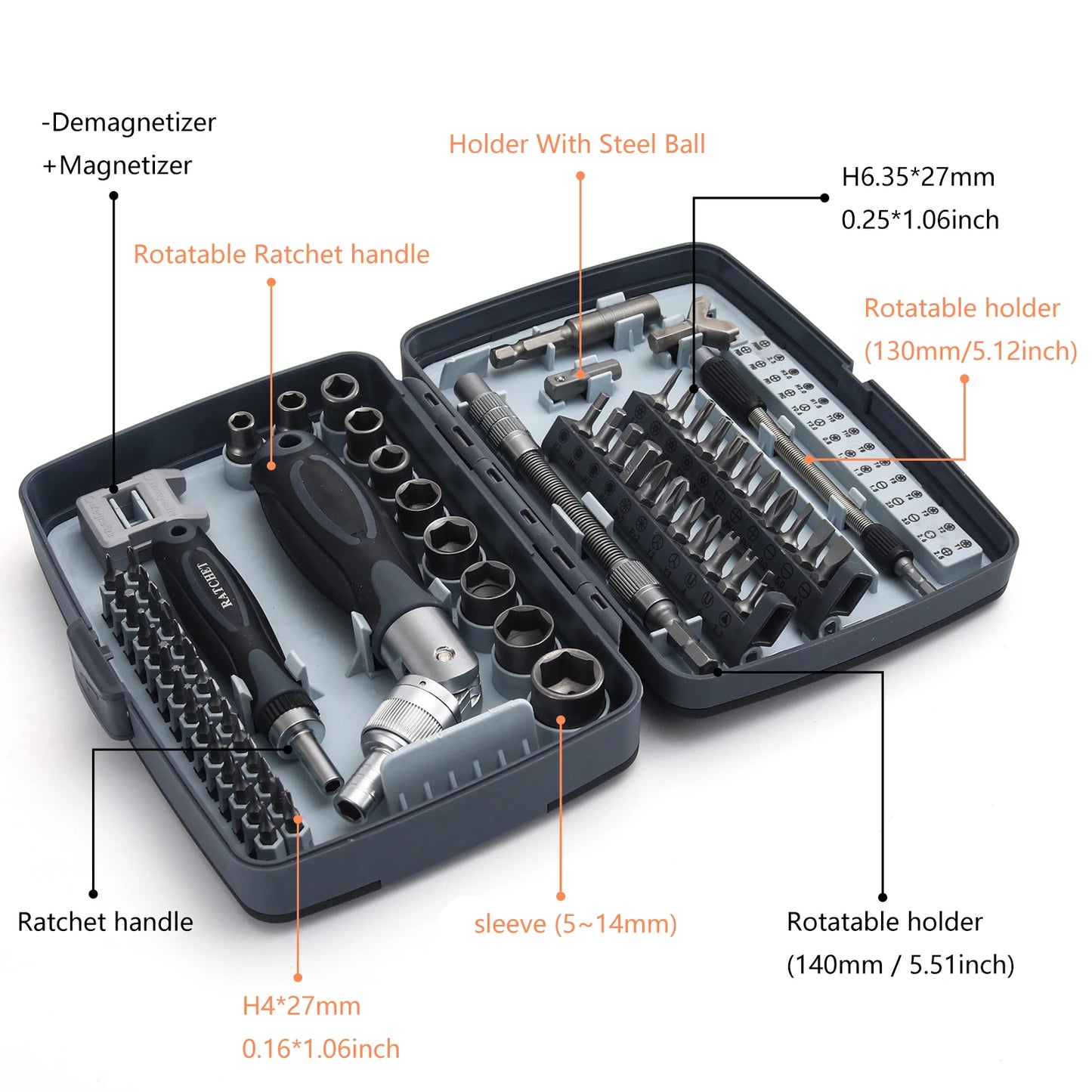 68 in 1 Precision Ratchet Screwdriver Socket Set