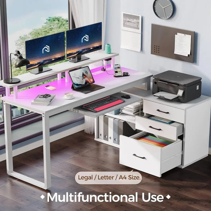 55 Inch Home Office Computer Desk with Drawers