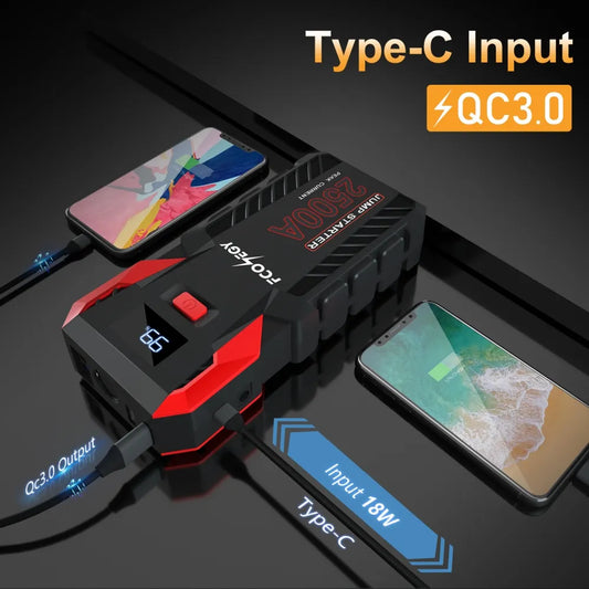 2500A Car Jump Starter 26000mAh Portable Power Bank
