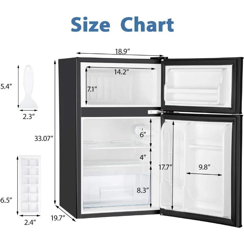 Compact 3.2 Cu.Ft Mini Fridge with Freezer