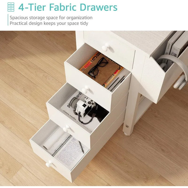 White L Shaped Computer Desk with Drawers