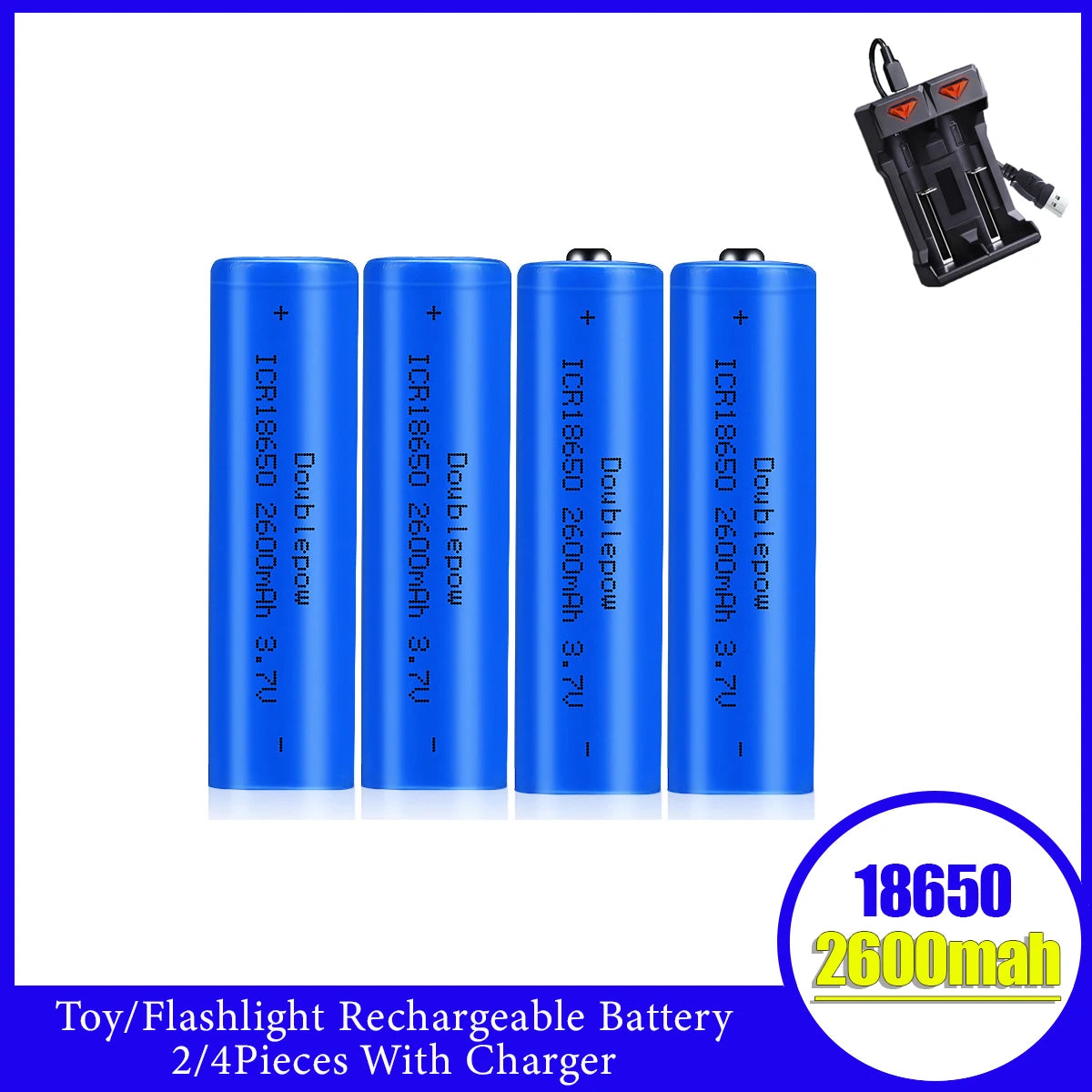 2600mah 18650 Rechargeable Battery With Charger
