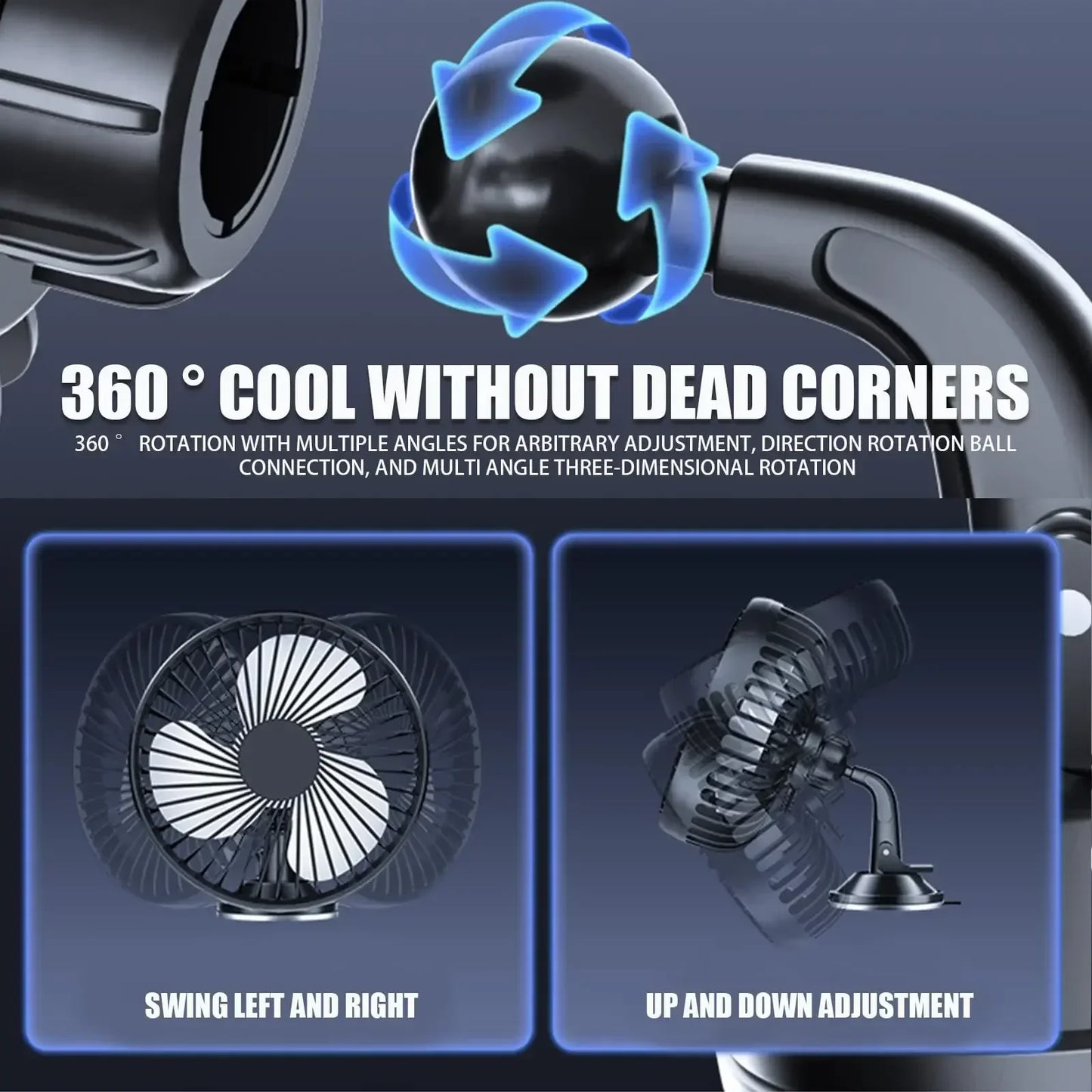 360° Rotatable Suction Cup Car Fan