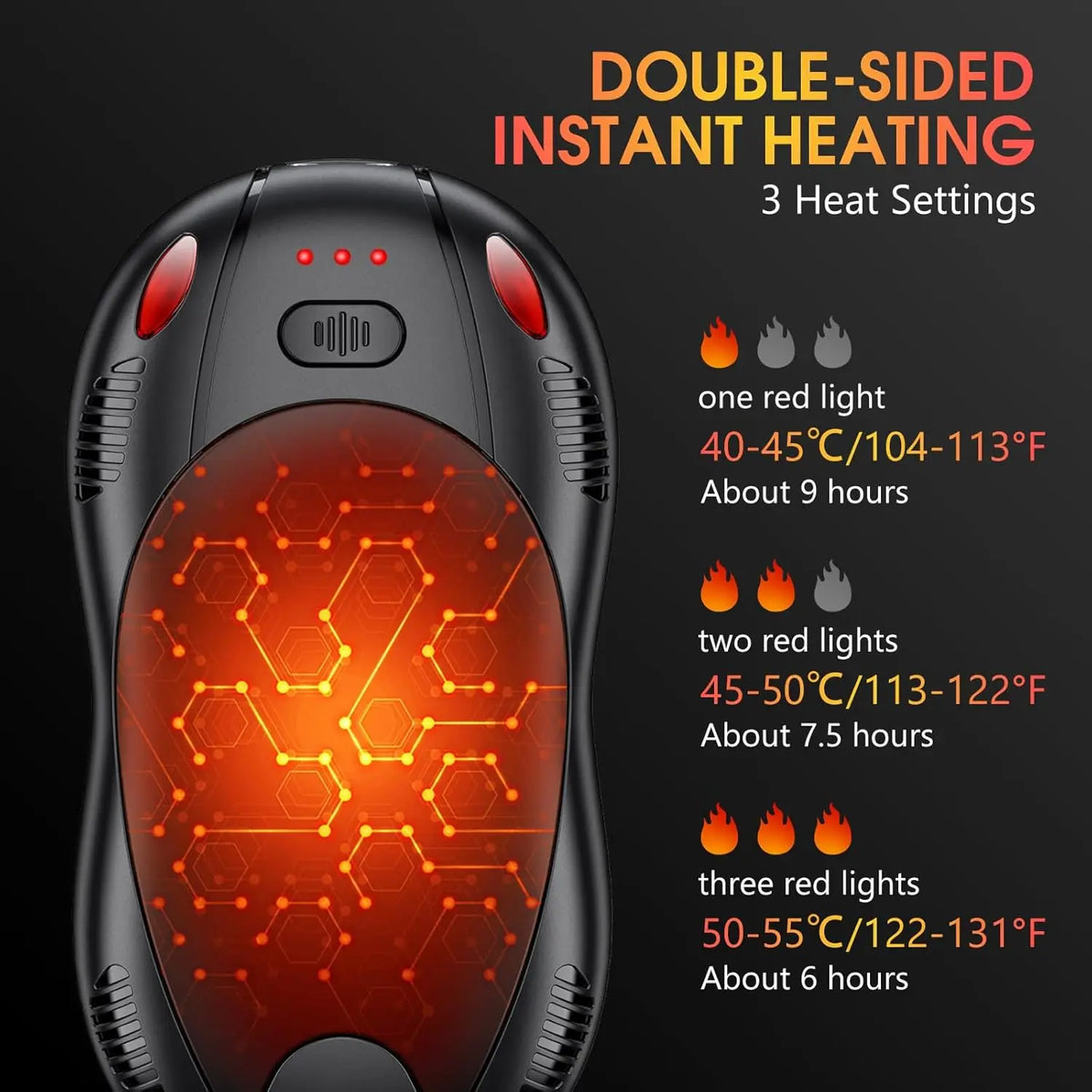 Double Side 3 Levels Rechargeable Hand Warmers