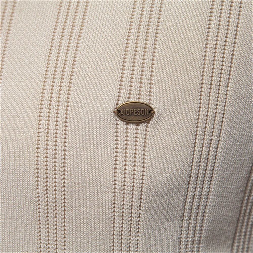 Summer Ribbed Knit Polo Shirt