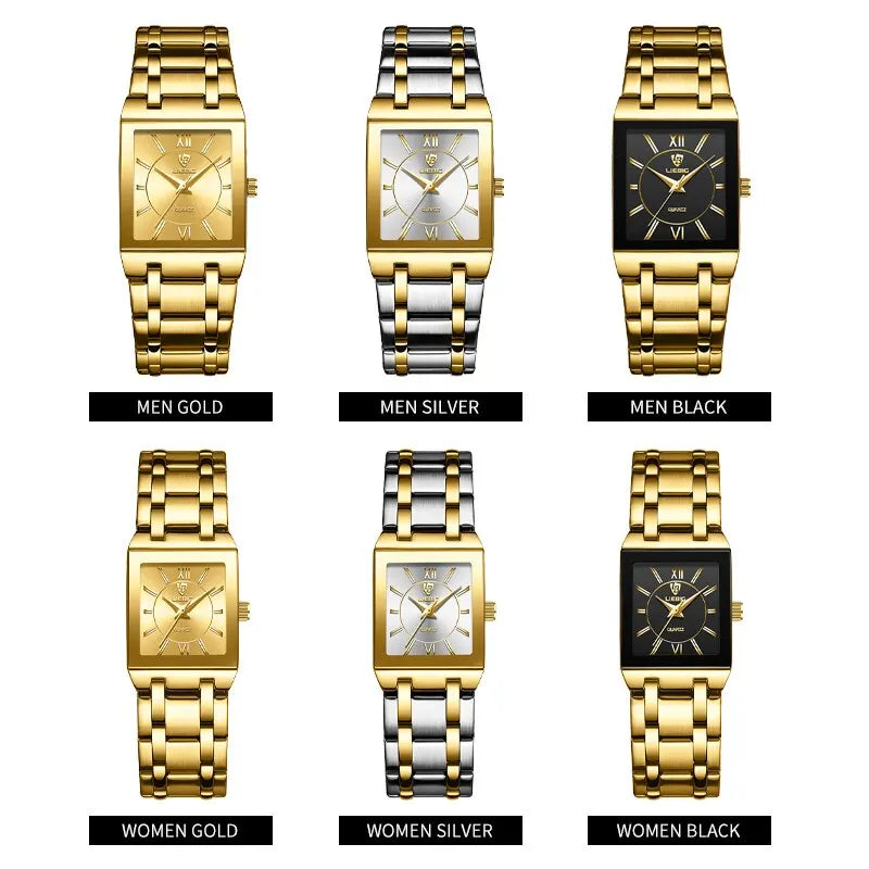 Female Luxury Golden Quartz Wristwatches