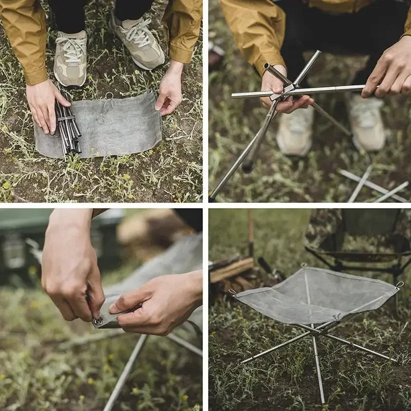 Outdoor Fire Burn Pit Rack Folding Stove