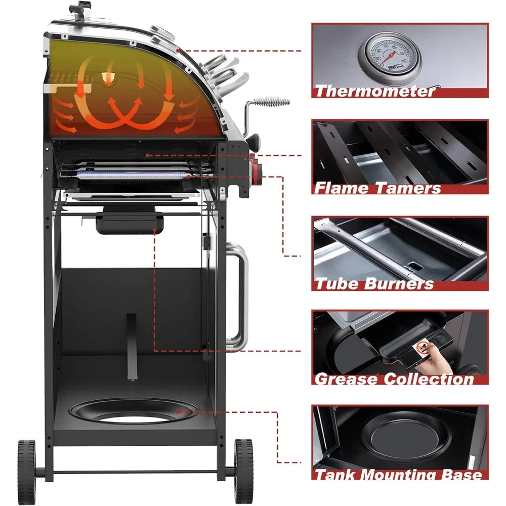BTU Dual Fuel Gas and Charcoal Grill