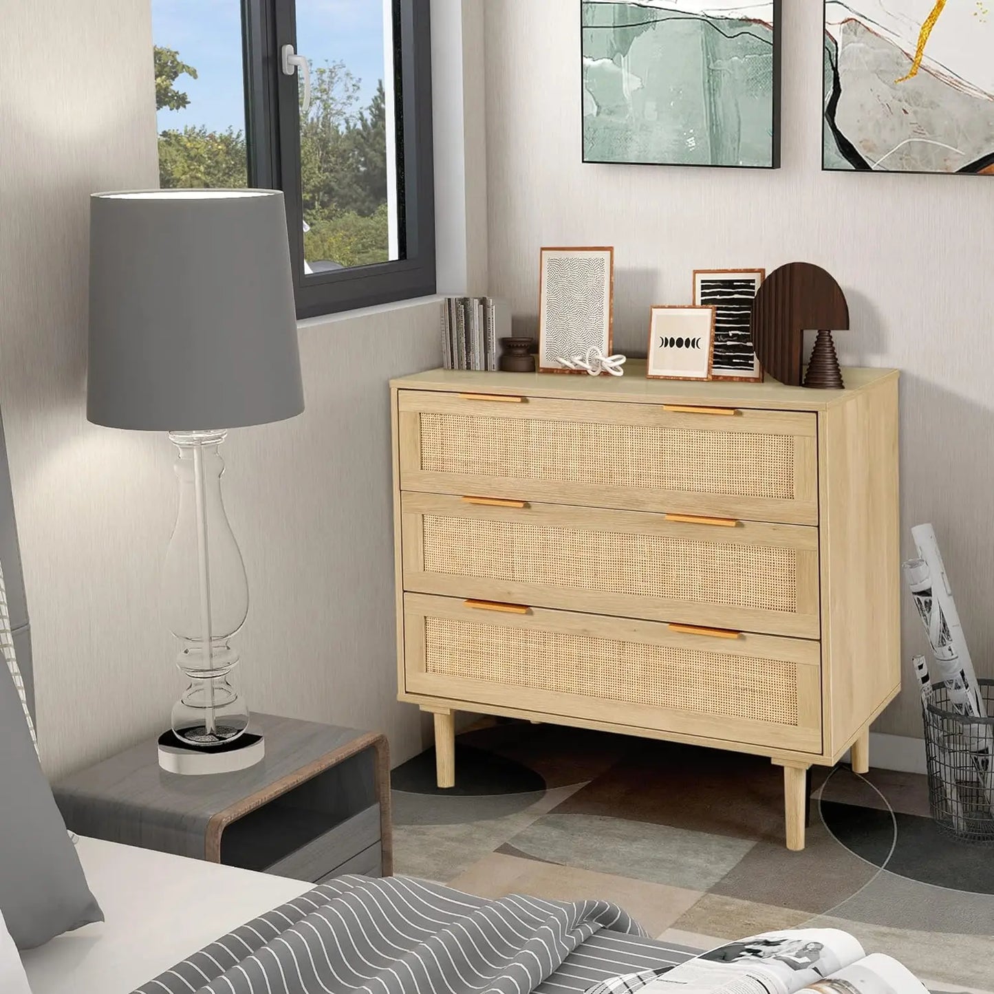 Rattan 3-Drawer Dresser
