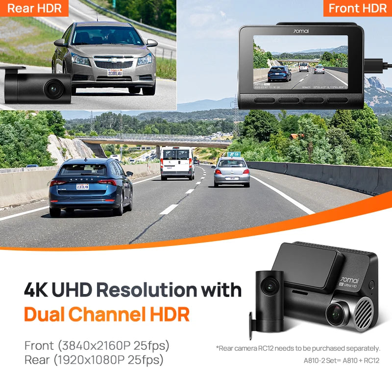 A810 UHD 4K 150FOV Built-in GPS Dash Cam