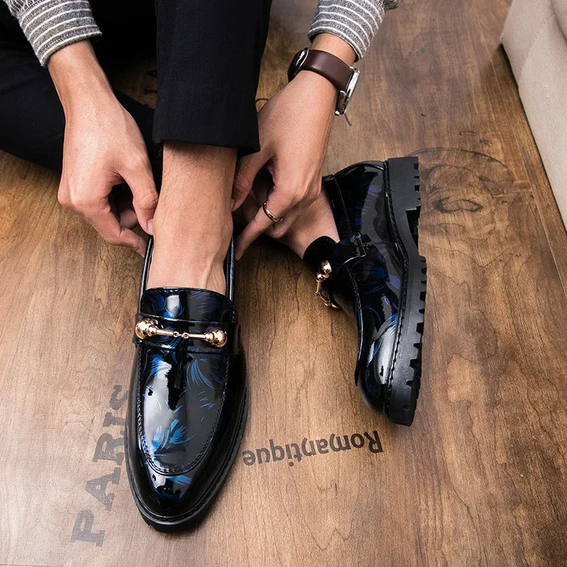 Men Shiny Leather Loafers Shoes