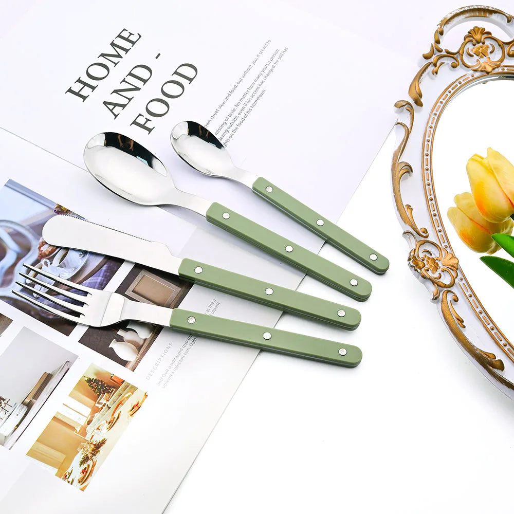 4/16Pcs Acrylic Handle Knife Fork Set