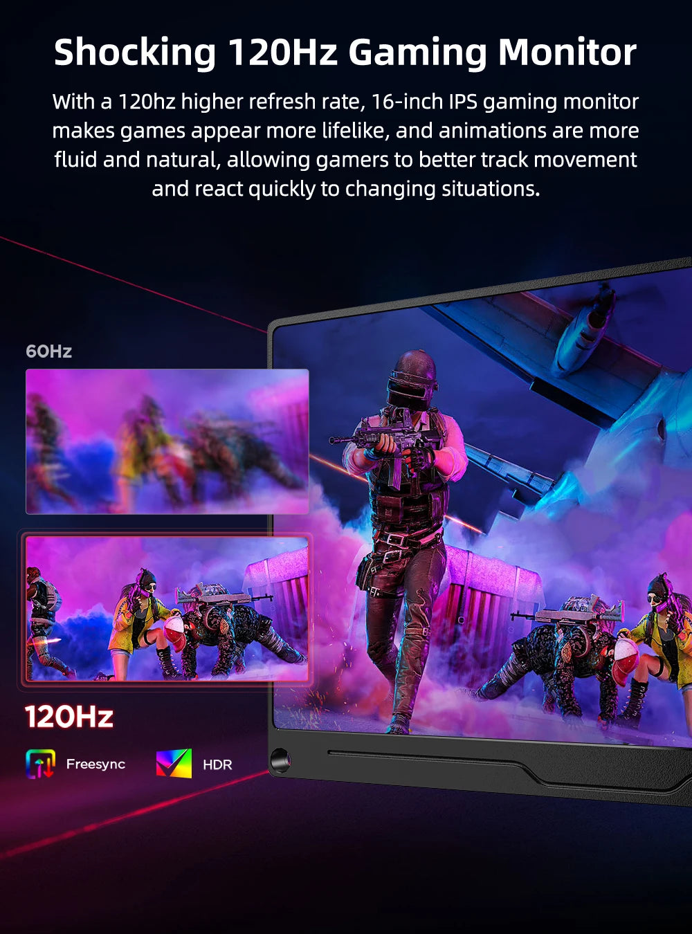 2K 16'' 120Hz Portable Gaming Monitor