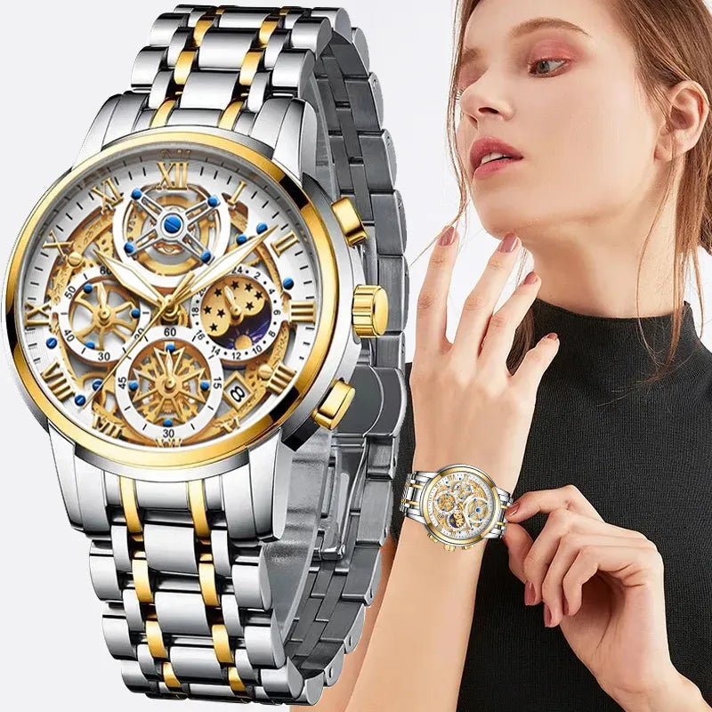Gold Creative Steel Women's Bracelet Wrist Watches