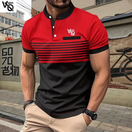 Summer Striped Polo Neck Short