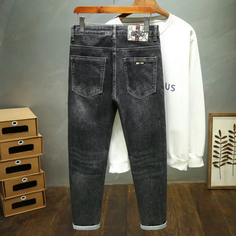 Men'S High-End Stretch Embroidery Stitching Jeans