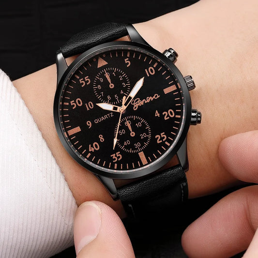 Men Leather Sport Watch