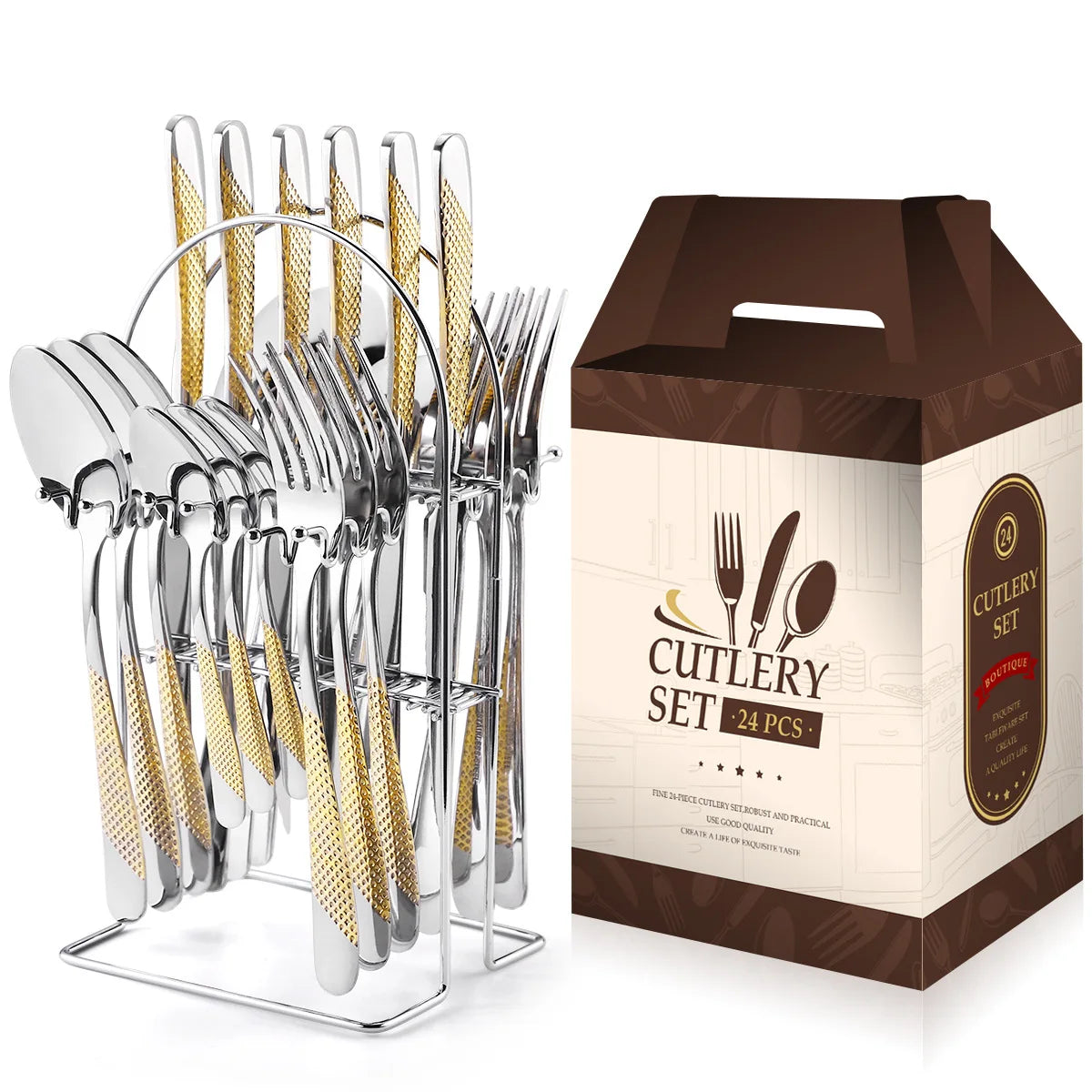 Ceramic Handle Knife Fork Spoon Set