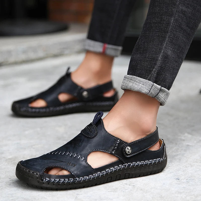 Leather Slides Breathable Rome Sandals