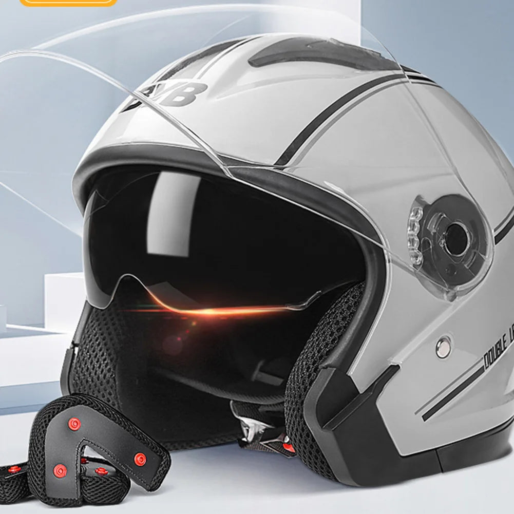 Motorcycle Dual Lens Open Face Helmet