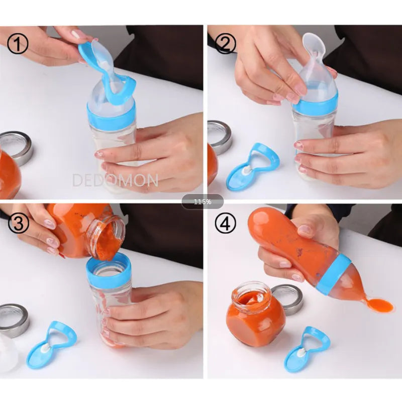 Baby Squeezing Feeding Bottle Spoon