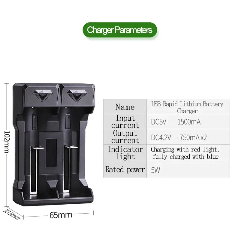 2600mah 18650 Rechargeable Battery With Charger