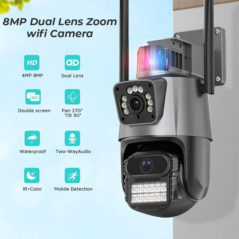 8MP 4K Wifi Dual Lens Security Camera