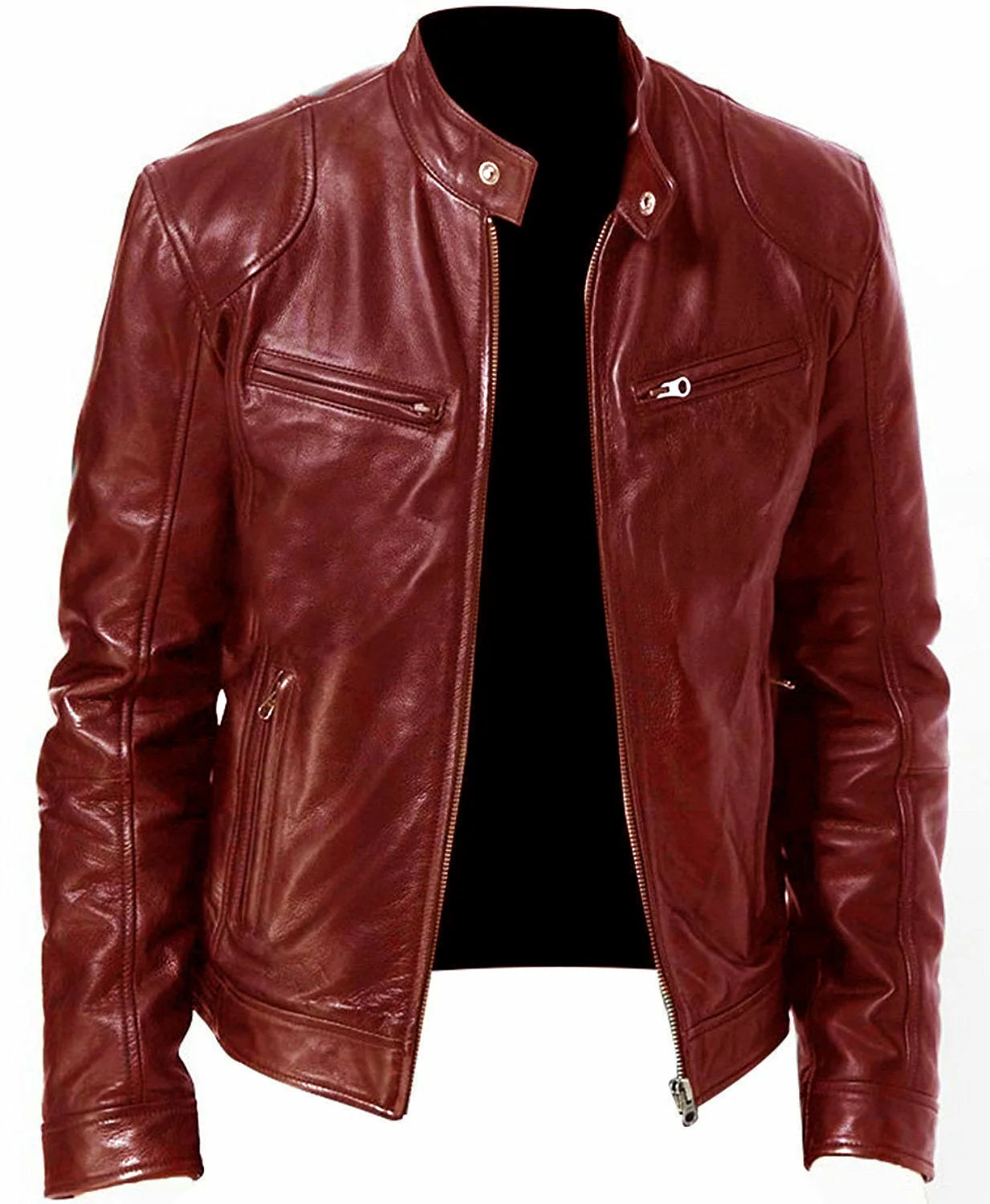 Men's Slim Fit PU Leather Jacket